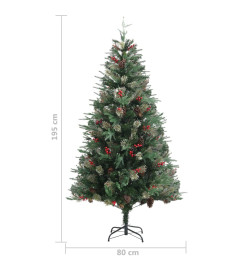 Sapin de Noël avec pommes de pin Vert 195 cm PVC et PE