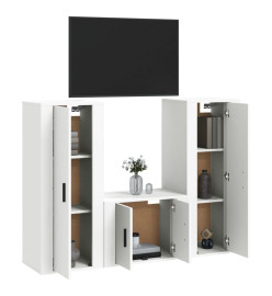 Ensemble de meubles TV 3 pcs Blanc Bois d'ingénierie