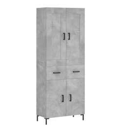 Buffet haut Gris béton 69,5x34x180 cm Bois d'ingénierie