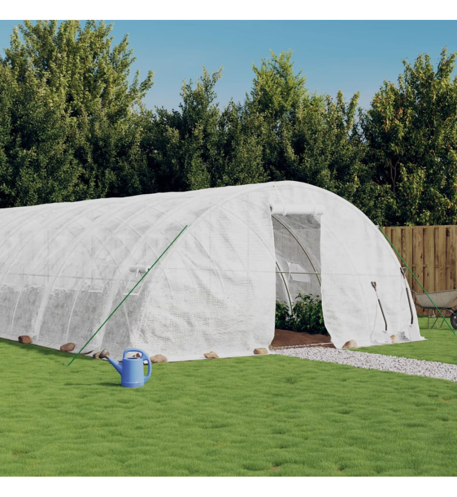 Serre avec cadre en acier blanc 90 m² 18x5x2,3 m