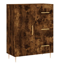 Buffet chêne fumé 69,5x34x90 cm bois d'ingénierie