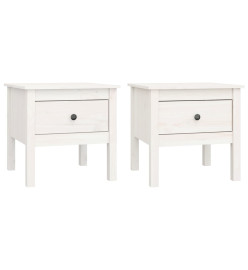 Tables d'appoint 2 pcs Blanc 50x50x49 cm Bois massif de pin