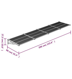 Auvent de porte Noir 396x90 cm Polycarbonate