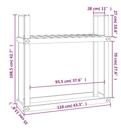 Support pour bois de chauffage Blanc 110x35x108,5cm Bois de pin