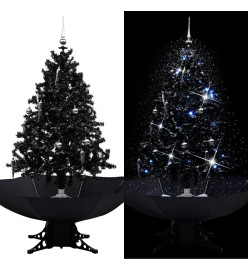 Arbre de Noël neigeux avec base de parapluie Noir 140 cm PVC