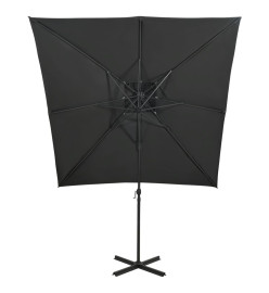 Parasol déporté à double toit 250x250 cm Anthracite