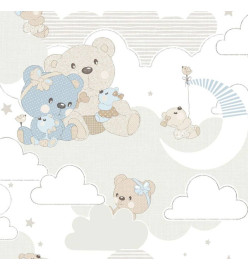 Noordwand Papier peint Mondo baby Hug Bears Bleu et beige