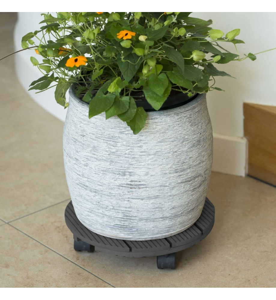 Nature Chariot à plantes rond Ø30 cm anthracite bois