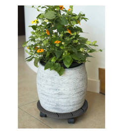 Nature Chariot à plantes rond Ø30 cm anthracite bois