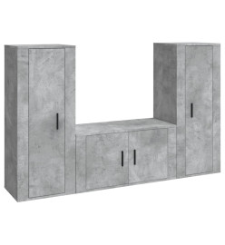 Ensemble de meubles TV 3 pcs Gris béton Bois d'ingénierie