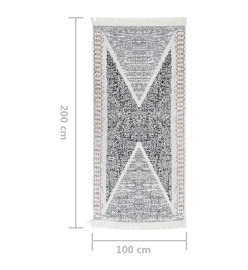 Tapis Noir et gris 100x200 cm Coton