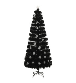 Sapin de Noël et flocons de neige LED Noir 240 cm Fibre optique