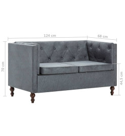 Canapé Chesterfield à 2 places Revêtement en tissu Gris