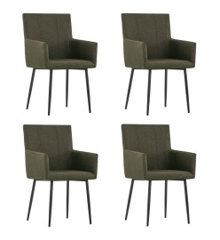 Chaises à manger avec accoudoirs lot de 4 marron tissu