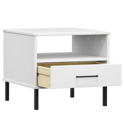 Table de chevet avec pieds en métal Blanc Bois pin massif OSLO