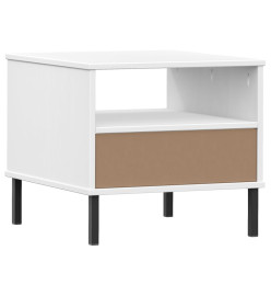 Table de chevet avec pieds en métal Blanc Bois pin massif OSLO