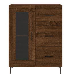 Buffet haut Chêne marron 69,5x34x180 cm Bois d'ingénierie