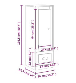 Buffet haut chêne fumé 36x35,5x103,5 cm bois d'ingénierie