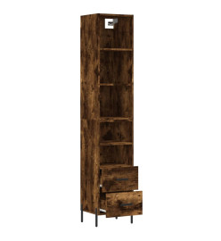 Buffet haut Chêne fumé 34,5x34x180 cm Bois d'ingénierie