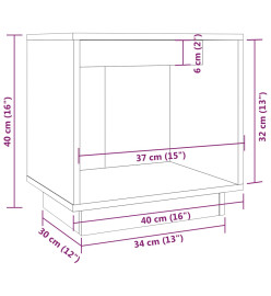 Table de chevet Noir 40x30x40 cm Bois de pin solide