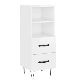 Buffet haut Blanc brillant 34,5x34x180 cm Bois d'ingénierie