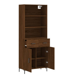 Buffet haut Chêne marron 69,5x34x180 cm Bois d'ingénierie