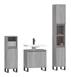 Ensemble de meubles de salle de bain 3 pcs Sonoma gris