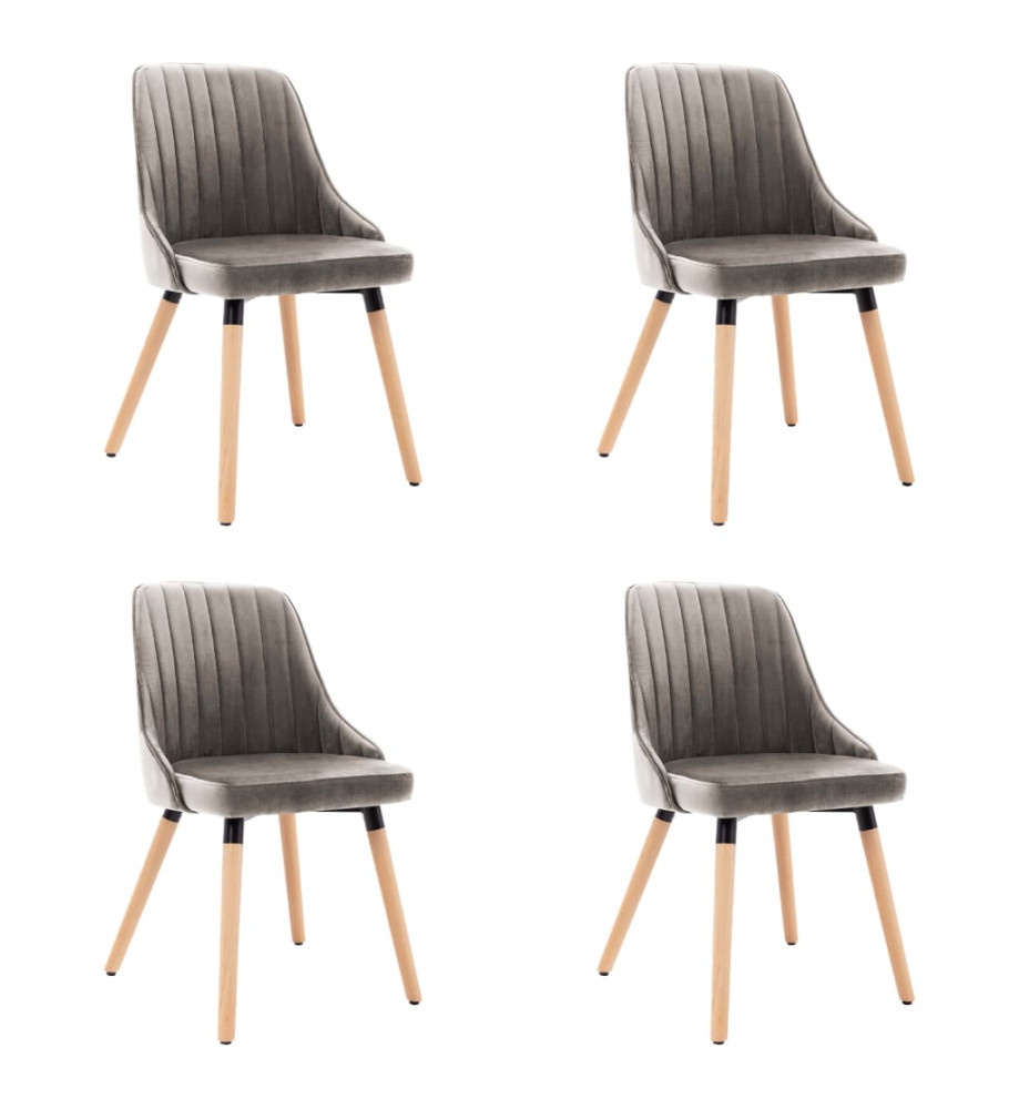 Chaises à manger lot de 4 Gris clair Velours