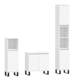 Ensemble d'armoires salle de bain 3 pcs blanc bois d'ingénierie