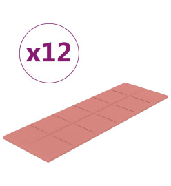 Panneaux muraux 12 pcs Rose 90x30 cm Velours 3,24 m²