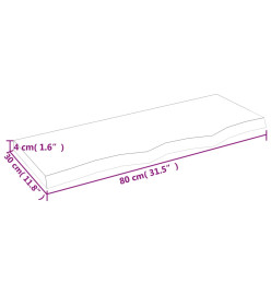 Comptoir de salle de bain gris foncé 80x30x4 cm bois traité