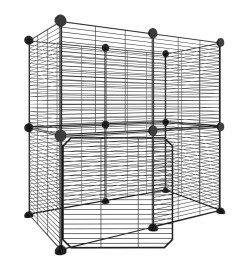 Cage animaux de compagnie à 12 panneaux et porte Noir 35x35 cm