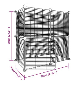 Cage animaux de compagnie à 12 panneaux et porte Noir 35x35 cm