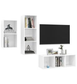 Ensemble de meuble TV 3 pcs Blanc brillant Aggloméré