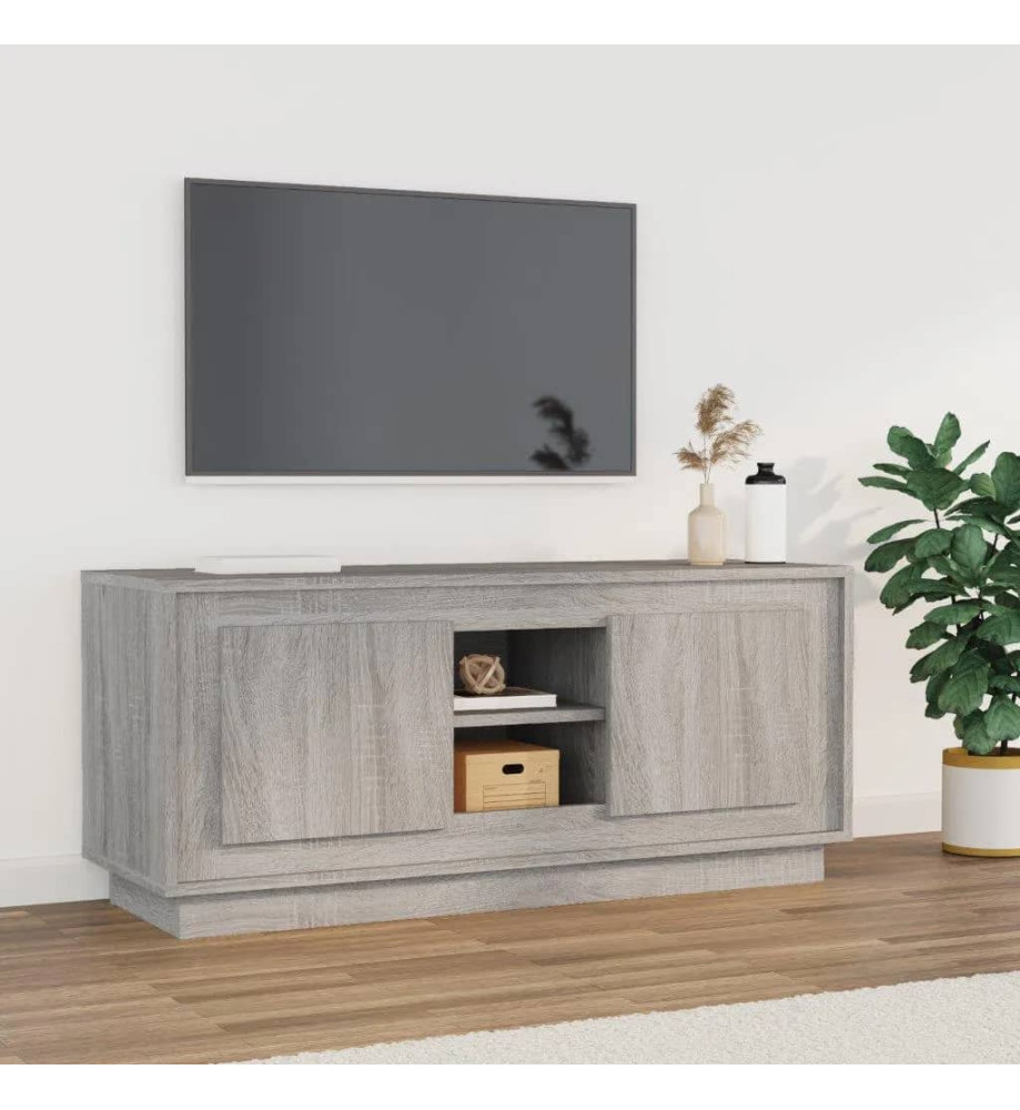 Meuble TV sonoma gris 102x35x45 cm bois d'ingénierie