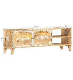 Meuble TV 120x30x40 cm Bois massif de manguier