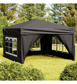 Tente de réception pliable avec parois Noir 3x3 m