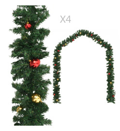 Guirlandes de Noël avec boules 4 pcs Vert 270 cm PVC