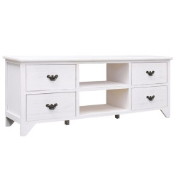 Meuble TV Blanc antique 108x30x40 cm Bois de Paulownia solide