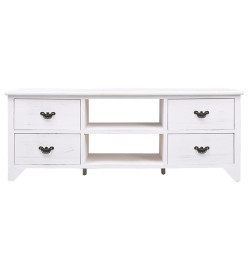 Meuble TV Blanc antique 108x30x40 cm Bois de Paulownia solide