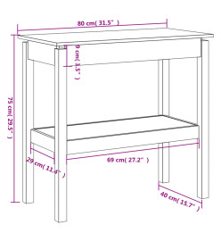 Table console Blanc 80x40x75 cm Bois de pin solide