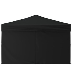 Tente de réception pliable avec parois Noir 3x3 m