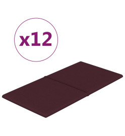 Panneaux muraux 12 pcs Violet 60x30 cm Tissu 2,16 m²