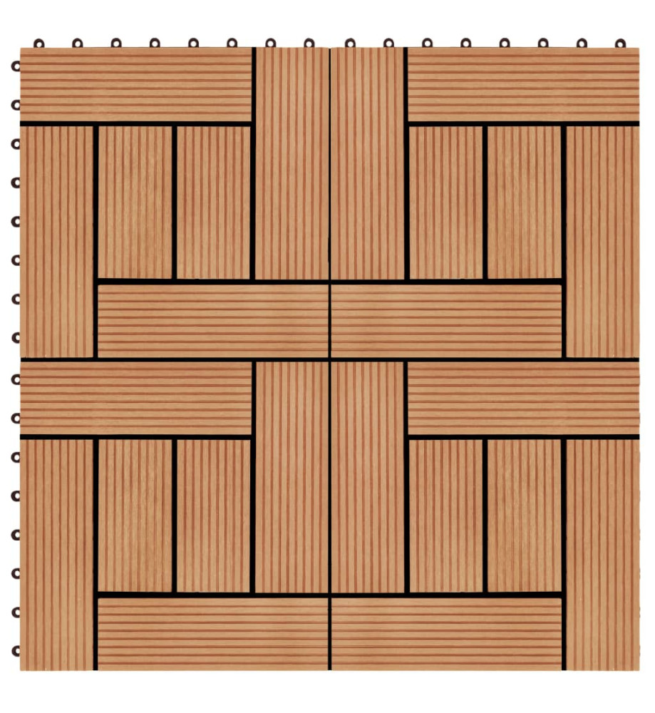 Carreau de terrasse 11 pcs WPC 30 x 30 cm 1 m² Couleur Teck