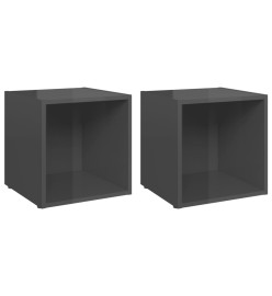 Meubles TV 2 pcs Gris brillant 37x35x37 cm Aggloméré