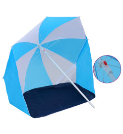 Parasol de plage Bleu et blanc 180 cm Tissu