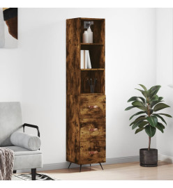 Buffet haut Chêne fumé 34,5x34x180 cm Bois d'ingénierie