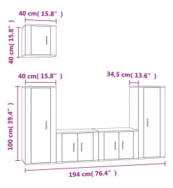 Ensemble de meubles TV 5 pcs Blanc Bois d'ingénierie