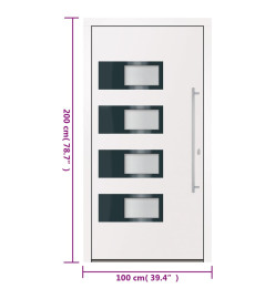 Porte d'entrée Blanc 100x200 cm Aluminium et PVC