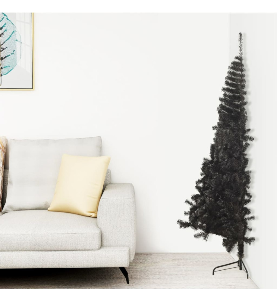 Demi sapin de Noël artificiel avec support Noir 240 cm PVC